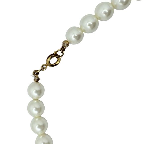 Faux Amber Glass Beaded Pearl Necklace 17" Gold Tone Element Girlcore Trendy - Picture 9 of 10